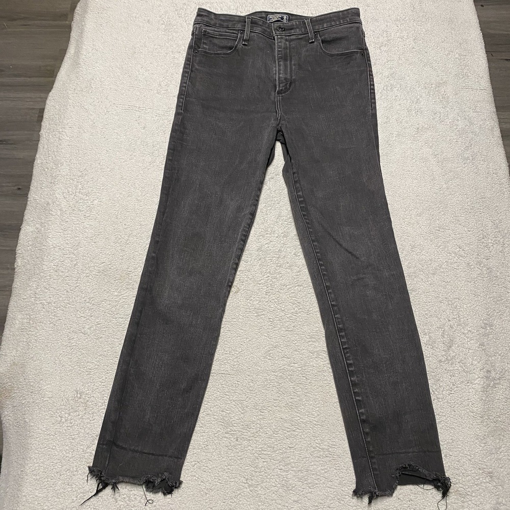 Abercrombie & Fitch Jeans Womens 6 R Black Simone High Rise Ankle Distressed